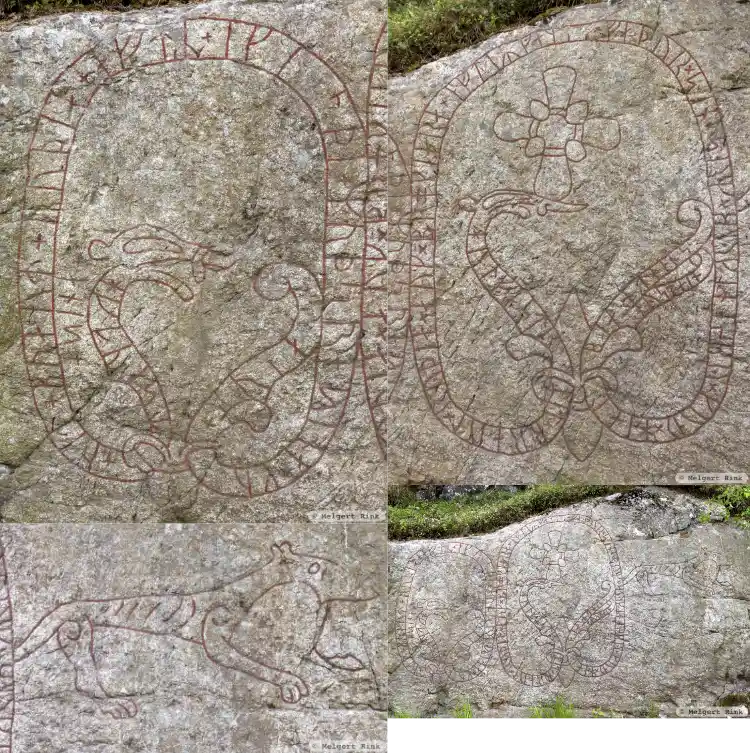 Fotografi av Runhäll Holmfastristningen, Sö311 - Sö312 - Sö313, L2015:9889 taget av Melgert Rink